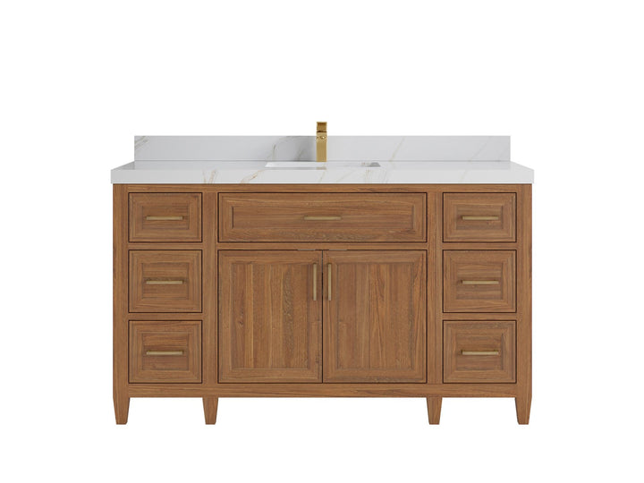 Santa Monica Teak Wood 60 in. W x 22 in. D Single Sink Bathroom Vanity - photo 9