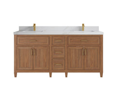Santa Monica Teak Wood 72 in. W x 22 in. D Double Sink Bathroom Vanity - photo 9
