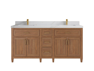 Santa Monica Teak Wood 72 in. W x 22 in. D Double Sink Bathroom Vanity