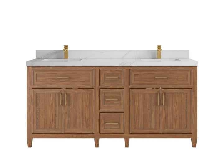 Santa Monica Teak Wood 72 in. W x 22 in. D Double Sink Bathroom Vanity - photo 9
