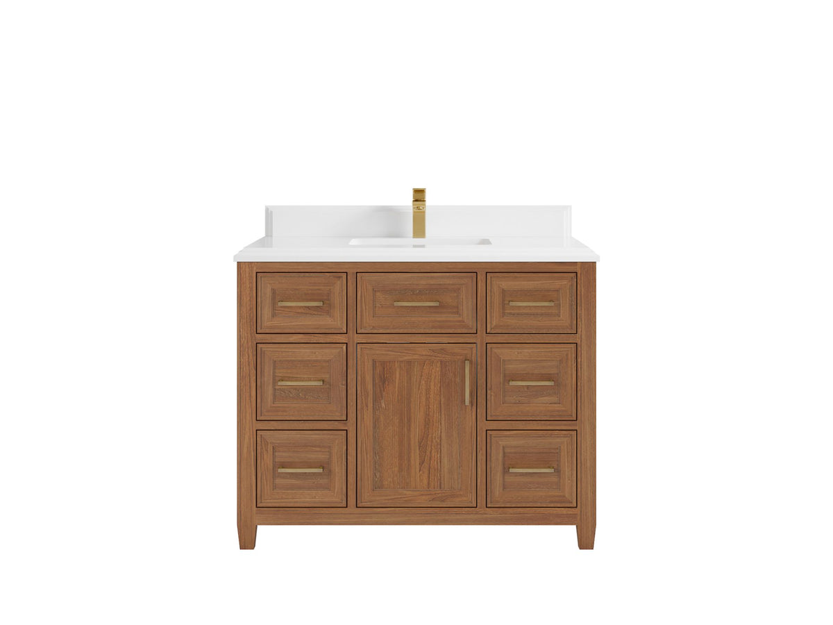 Santa Monica Teak Wood 42 in. W x 22 in. D Single Sink Bathroom Vanity