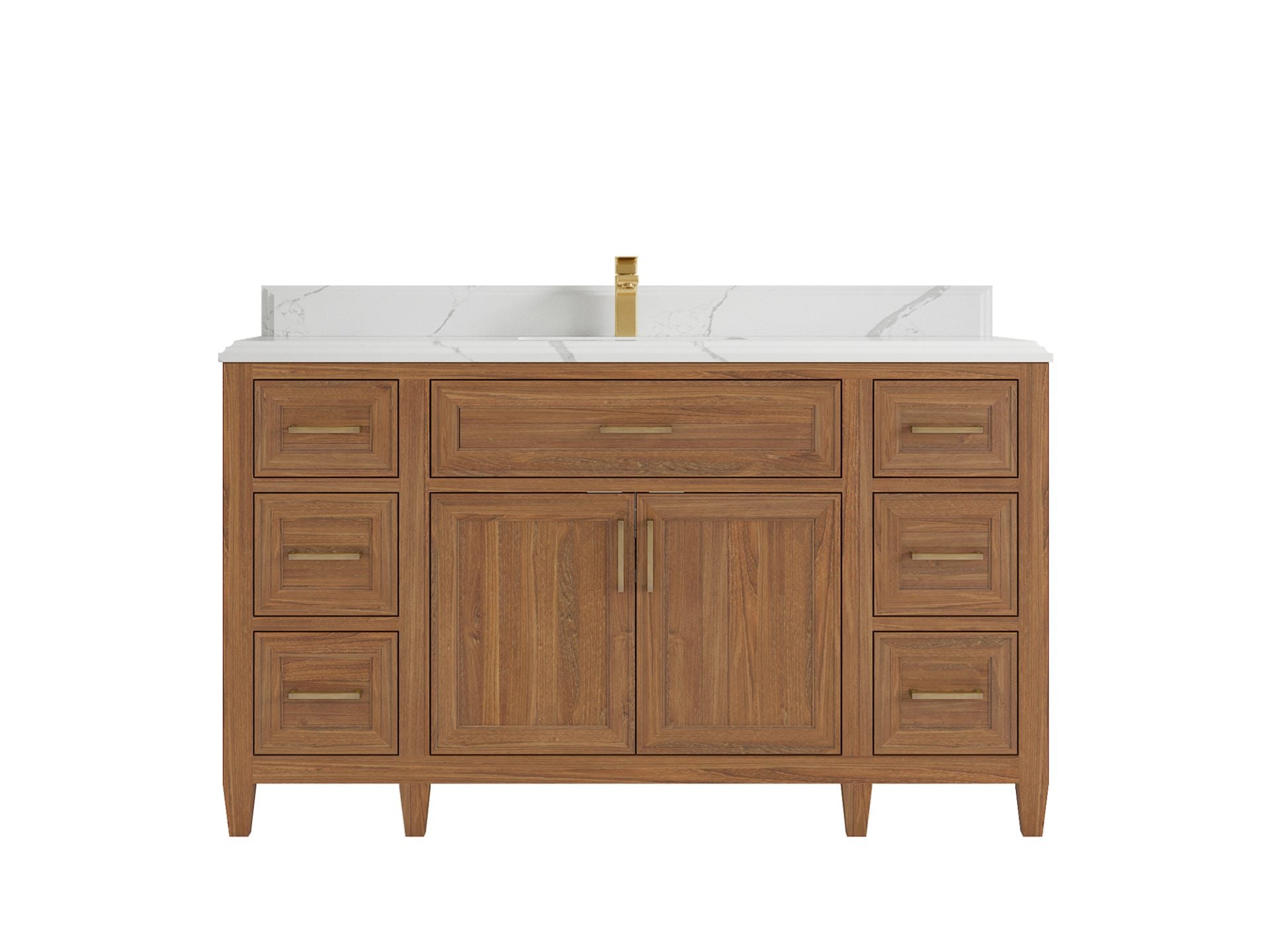 Santa Monica Teak Wood 60 in. W x 22 in. D Single Sink Bathroom Vanity