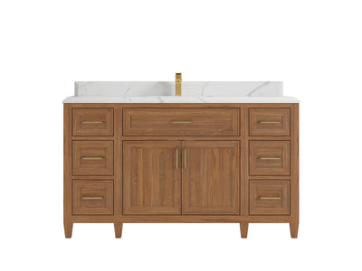 Santa Monica Teak Wood 60 in. W x 22 in. D Single Sink Bathroom Vanity