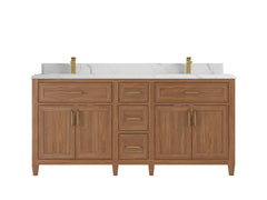Santa Monica Teak Wood 72 in. W x 22 in. D Double Sink Bathroom Vanity - photo 18