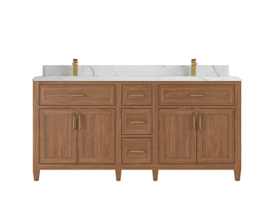 Santa Monica Teak Wood 72 in. W x 22 in. D Double Sink Bathroom Vanity