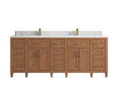Santa Monica Teak Wood 84 in. W x 22 in. D Double Sink Bathroom Vanity - photo 18