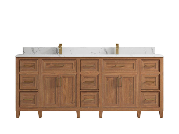 Santa Monica Teak Wood 84 in. W x 22 in. D Double Sink Bathroom Vanity - photo 18