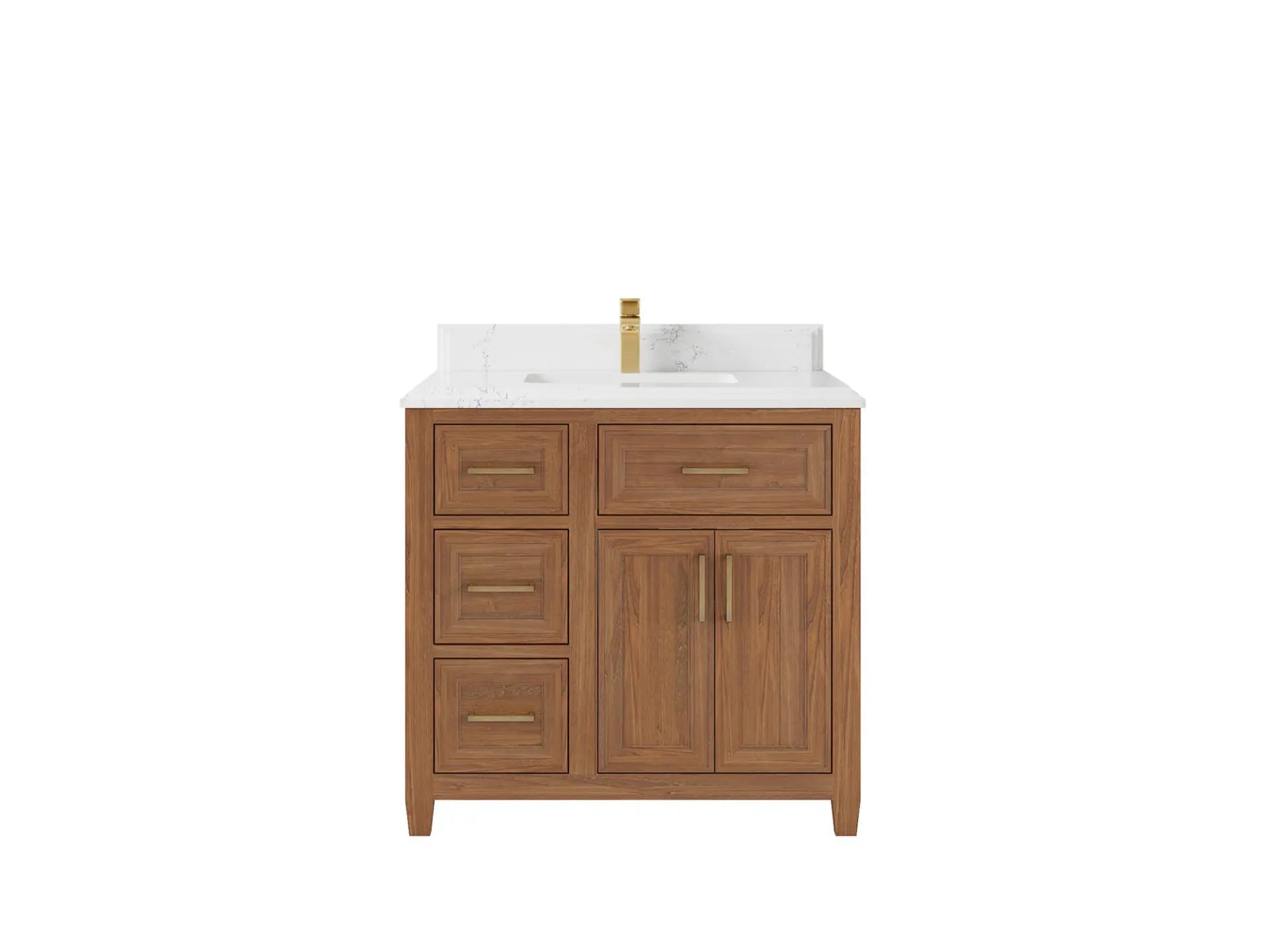 Santa Monica Teak Wood 36 in. W x 22 in. D Center Sink Bathroom Vanity