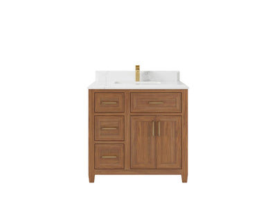 Santa Monica Teak Wood 36 in. W x 22 in. D Center Sink Bathroom Vanity