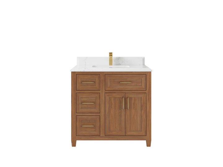 Santa Monica Teak Wood 36 in. W x 22 in. D Center Sink Bathroom Vanity - photo 18