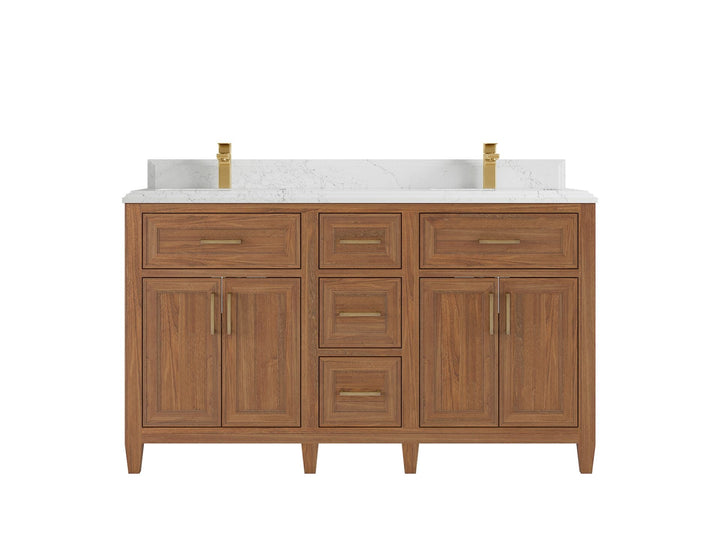 Santa Monica Teak Wood 60 in. W x 22 in. D Double Sink Bathroom Vanity - photo 19