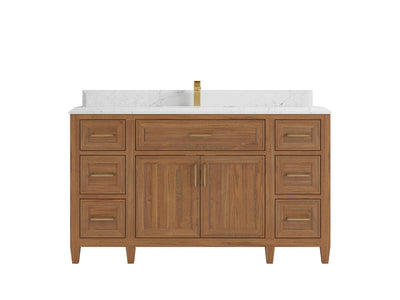 Santa Monica Teak Wood 60 in. W x 22 in. D Single Sink Bathroom Vanity