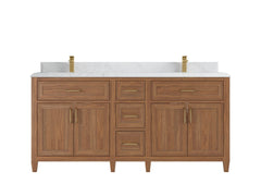 Santa Monica Teak Wood 72 in. W x 22 in. D Double Sink Bathroom Vanity - photo 19