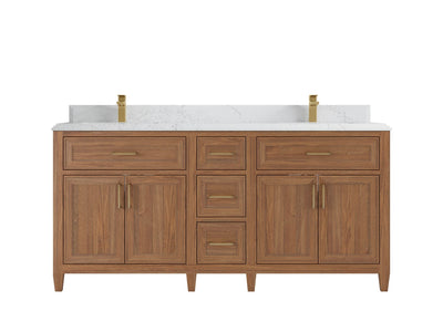 Santa Monica Teak Wood 72 in. W x 22 in. D Double Sink Bathroom Vanity