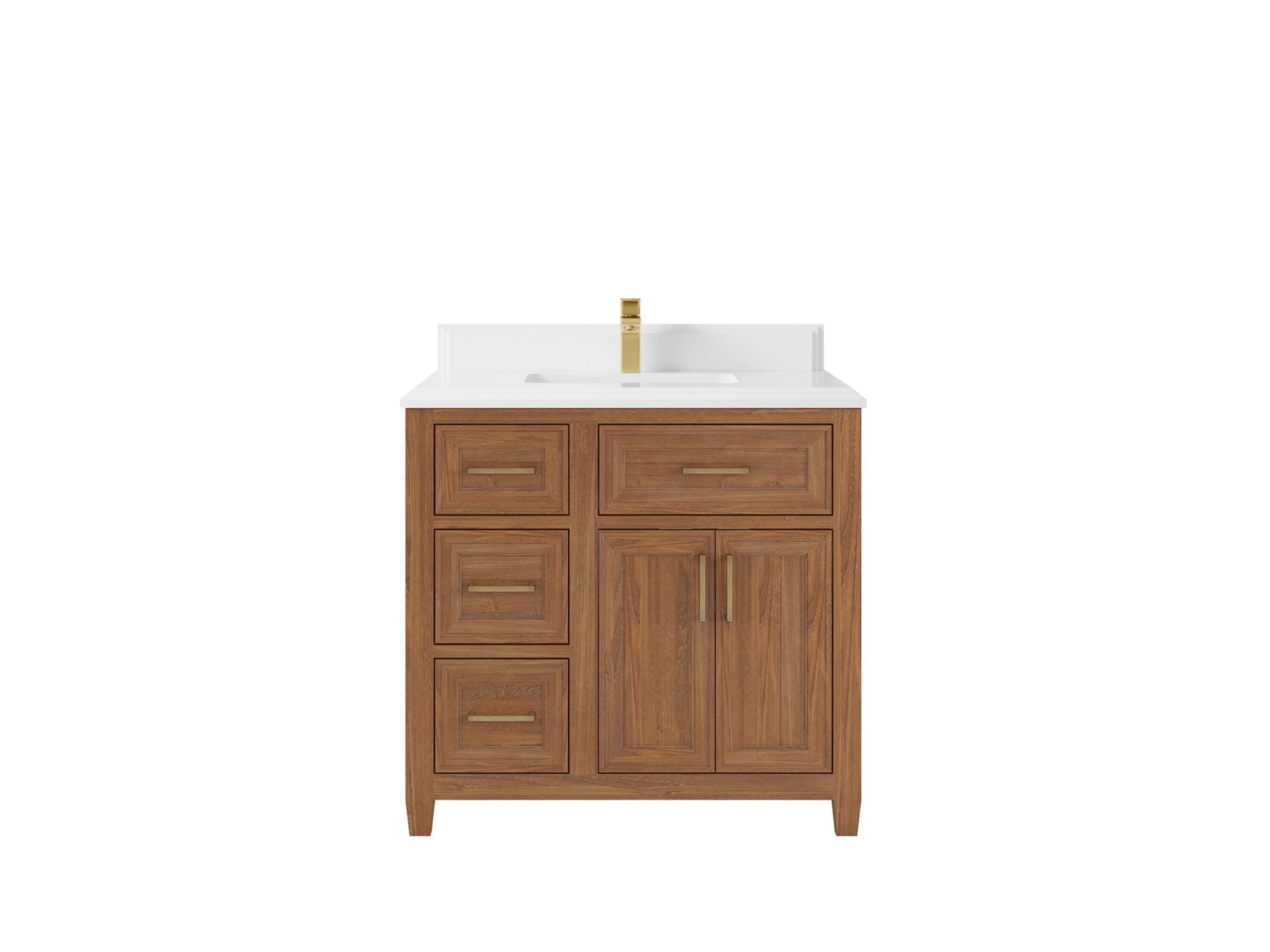 Santa Monica Teak Wood 36 in. W x 22 in. D Center Sink Bathroom Vanity