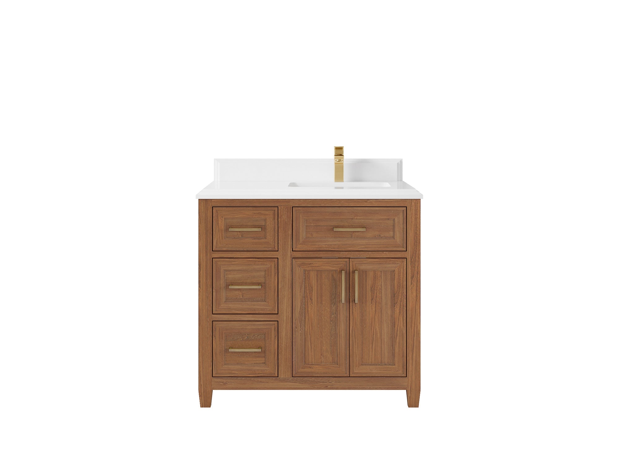 Santa Monica Teak Wood 36 in. W x 22 in. D Right Offset Sink Bathroom Vanity