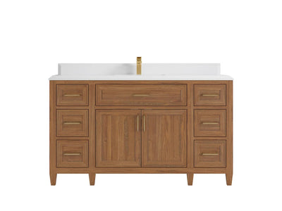 Santa Monica Teak Wood 60 in. W x 22 in. D Single Sink Bathroom Vanity