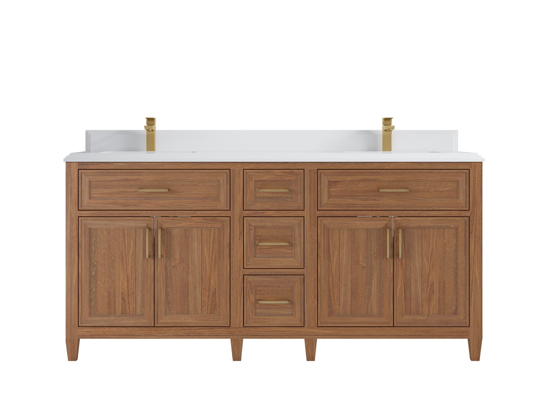 Santa Monica Teak Wood 72 in. W x 22 in. D Double Sink Bathroom Vanity