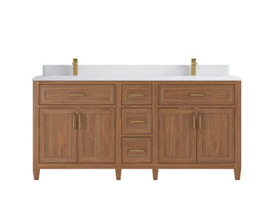 Santa Monica Teak Wood 72 in. W x 22 in. D Double Sink Bathroom Vanity