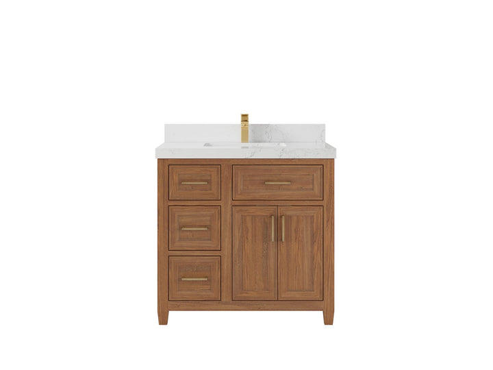 Santa Monica Teak Wood 36 in. W x 22 in. D Center Sink Bathroom Vanity - photo 20
