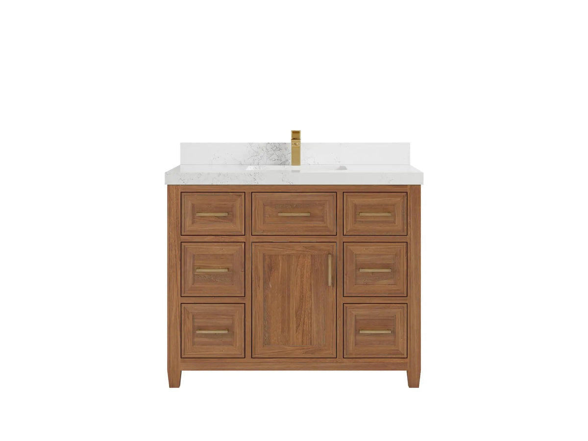 Santa Monica Teak Wood 42 in. W x 22 in. D Single Sink Bathroom Vanity