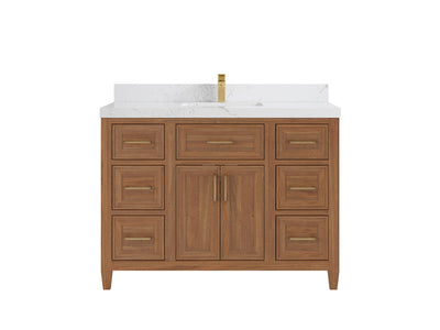 Santa Monica Teak Wood 48 in. W x 22 in. D Single Sink Bathroom Vanity