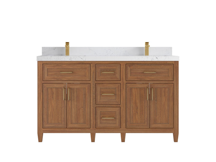 Santa Monica Teak Wood 60 in. W x 22 in. D Double Sink Bathroom Vanity - photo 21