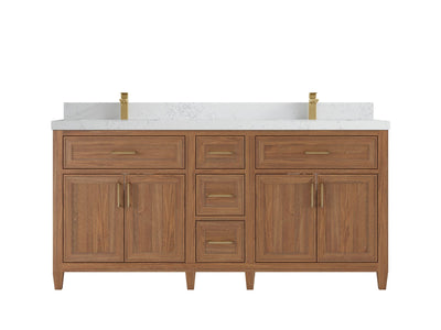 Santa Monica Teak Wood 72 in. W x 22 in. D Double Sink Bathroom Vanity