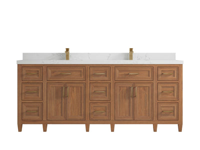 Santa Monica Teak Wood 84 in. W x 22 in. D Double Sink Bathroom Vanity