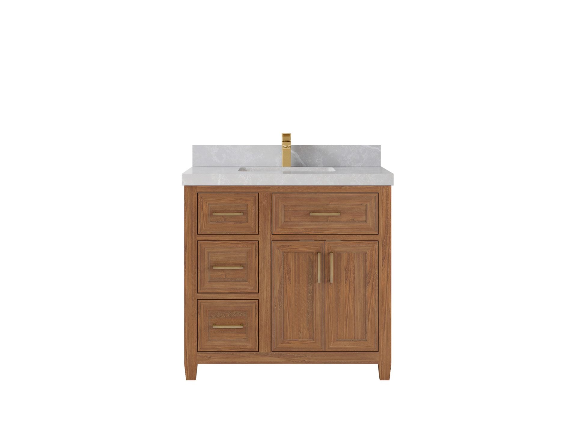 Santa Monica Teak Wood 36 in. W x 22 in. D Center Sink Bathroom Vanity