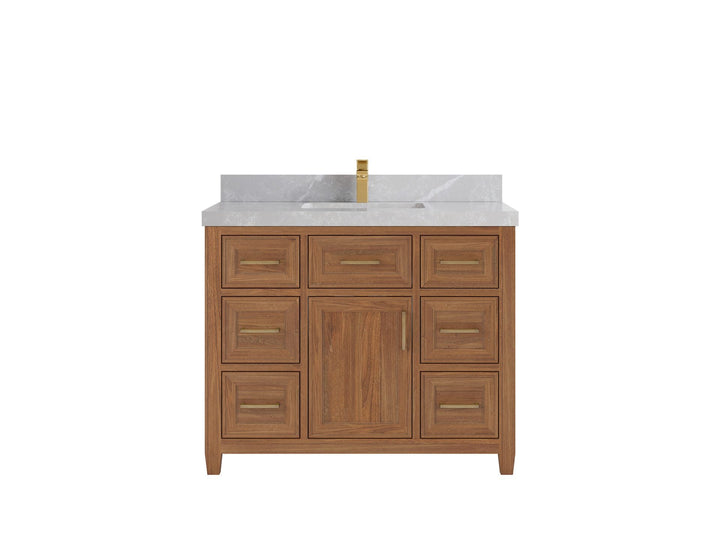 Santa Monica Teak Wood 42 in. W x 22 in. D Single Sink Bathroom Vanity - photo 22