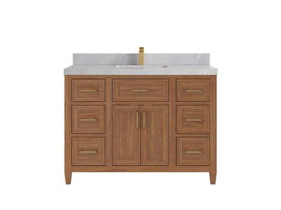 Santa Monica Teak Wood 48 in. W x 22 in. D Single Sink Bathroom Vanity