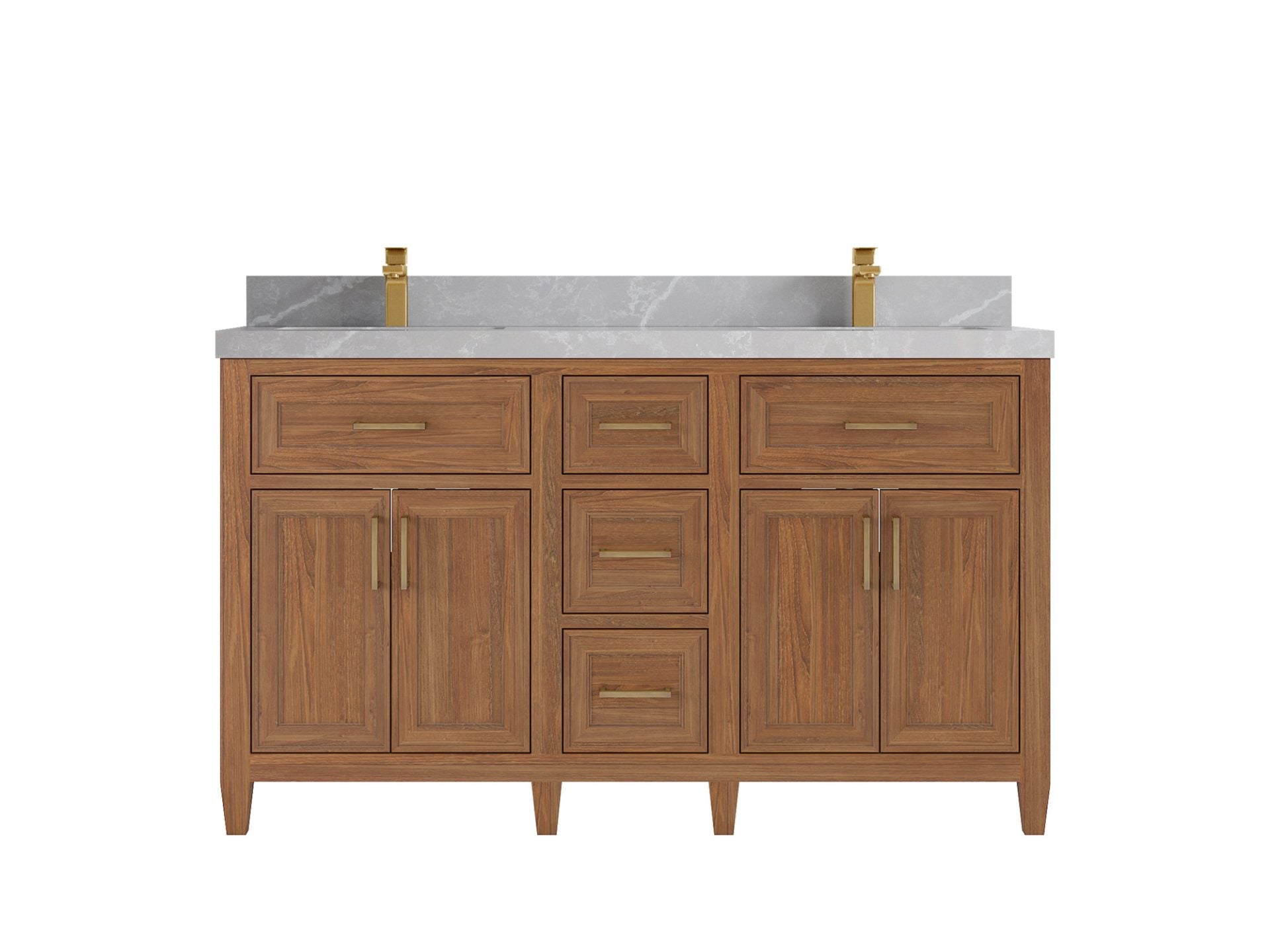Santa Monica Teak Wood 60 in. W x 22 in. D Double Sink Bathroom Vanity