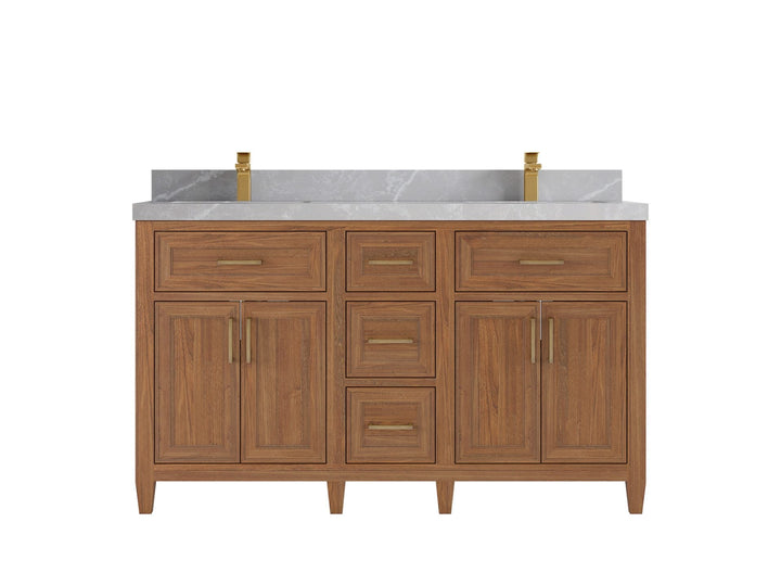 Santa Monica Teak Wood 60 in. W x 22 in. D Double Sink Bathroom Vanity - photo 22