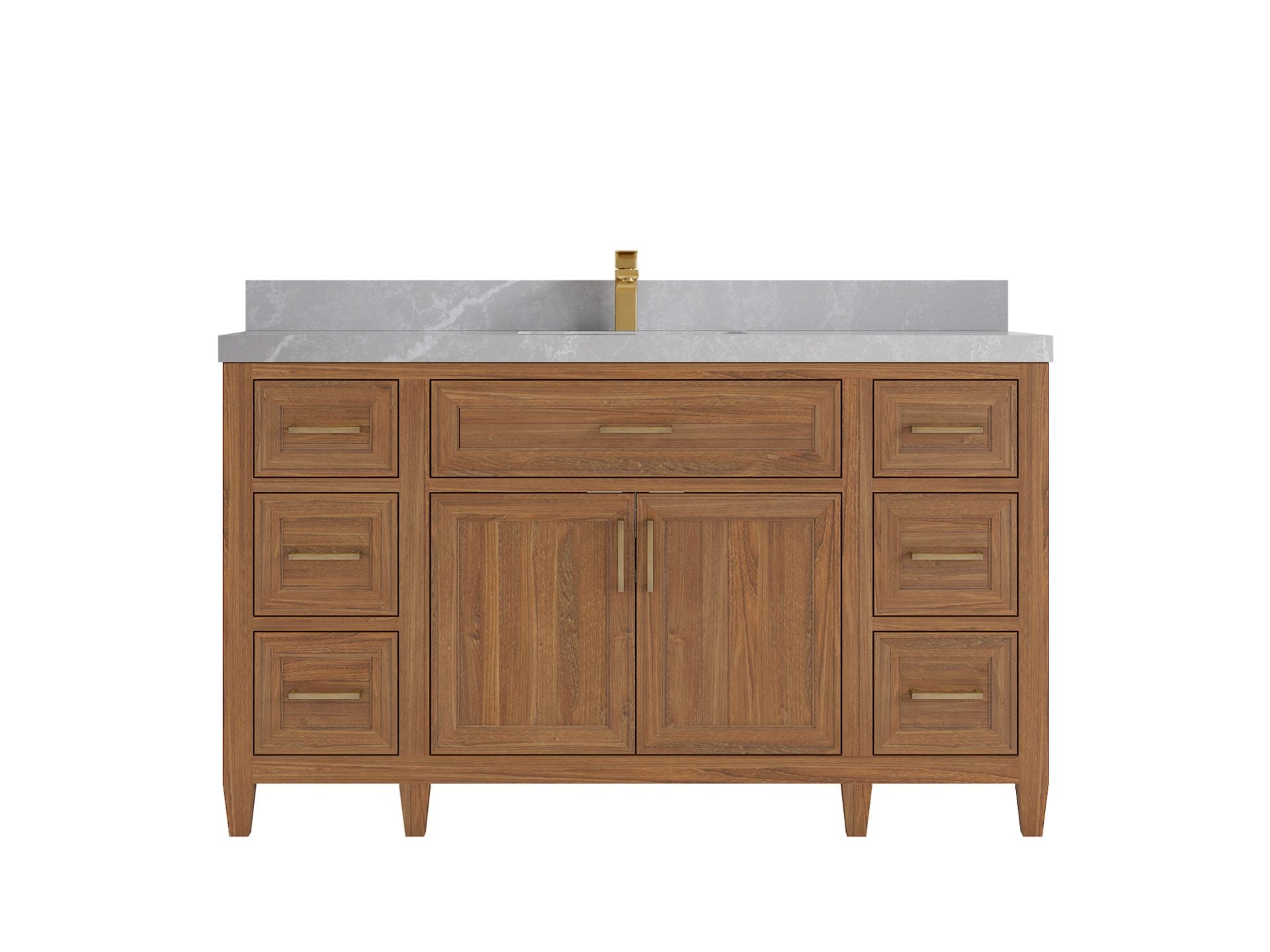 Santa Monica Teak Wood 60 in. W x 22 in. D Single Sink Bathroom Vanity