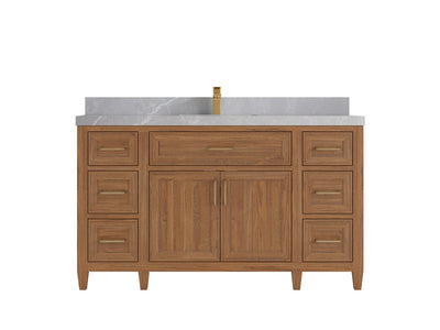 Santa Monica Teak Wood 60 in. W x 22 in. D Single Sink Bathroom Vanity