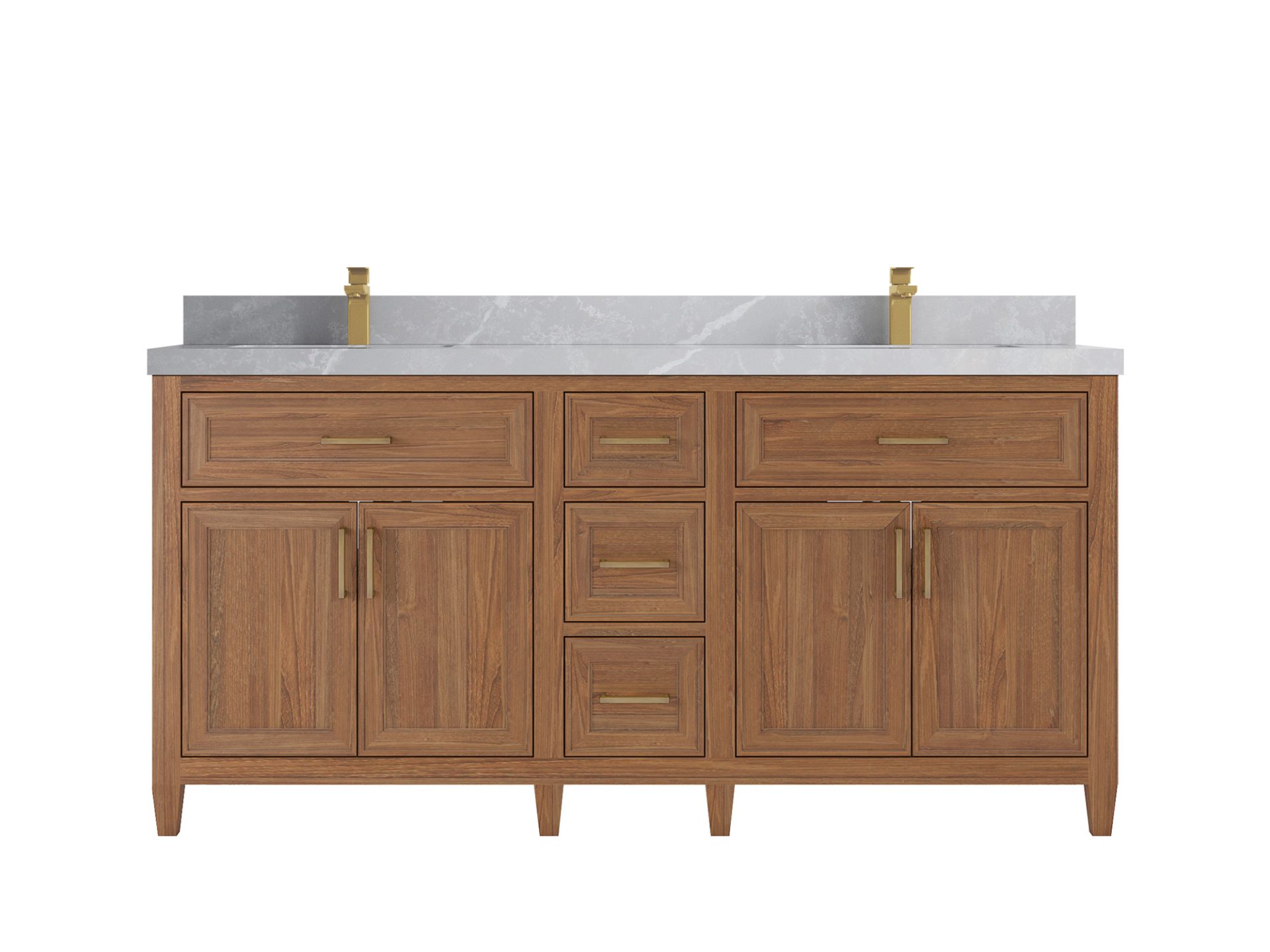 Santa Monica Teak Wood 72 in. W x 22 in. D Double Sink Bathroom Vanity
