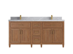 Santa Monica Teak Wood 72 in. W x 22 in. D Double Sink Bathroom Vanity - photo 22