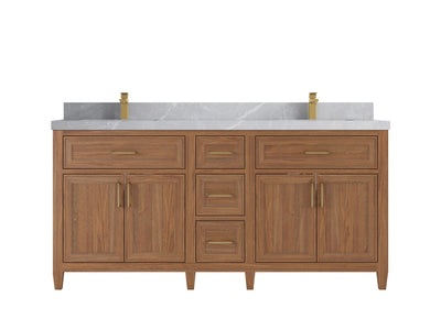 Santa Monica Teak Wood 72 in. W x 22 in. D Double Sink Bathroom Vanity