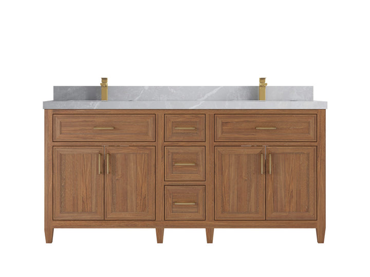 Santa Monica Teak Wood 72 in. W x 22 in. D Double Sink Bathroom Vanity - photo 22