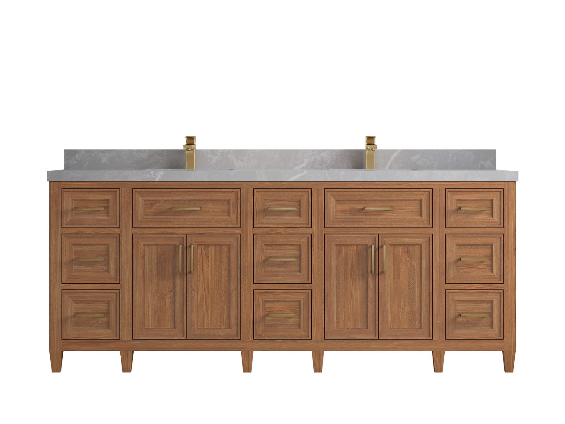 Santa Monica Teak Wood 84 in. W x 22 in. D Double Sink Bathroom Vanity