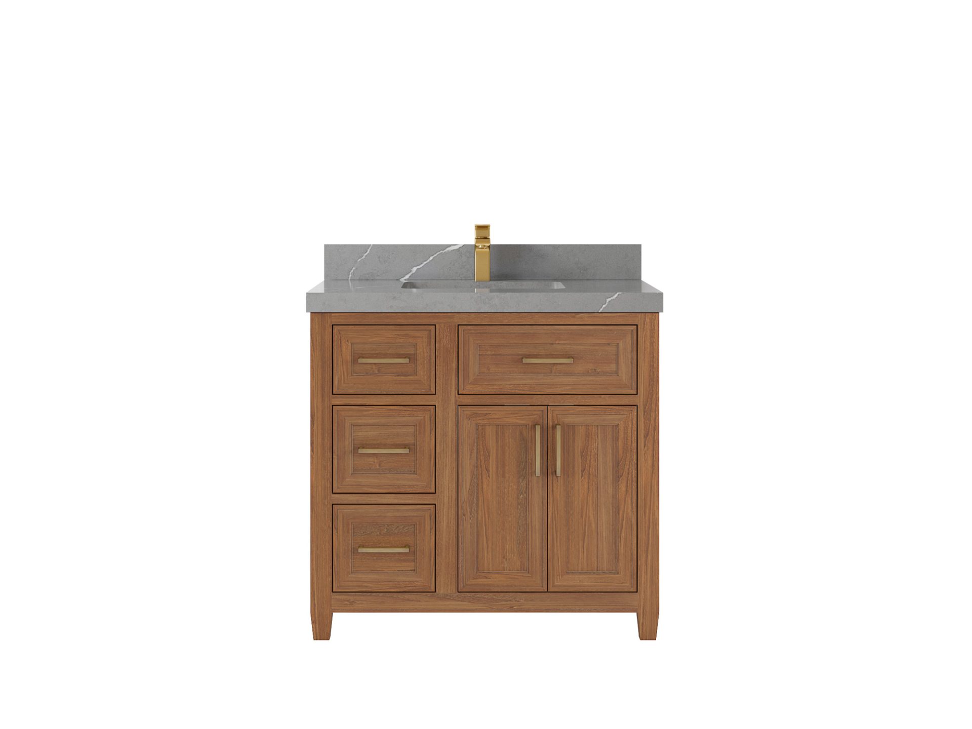 Santa Monica Teak Wood 36 in. W x 22 in. D Center Sink Bathroom Vanity