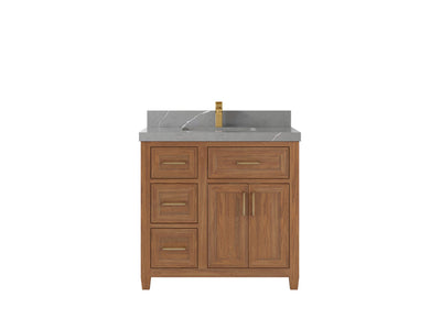 Santa Monica Teak Wood 36 in. W x 22 in. D Center Sink Bathroom Vanity