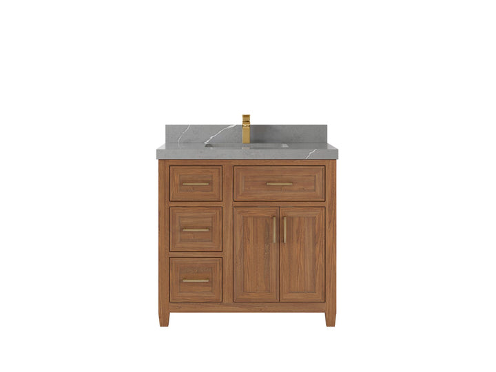 Santa Monica Teak Wood 36 in. W x 22 in. D Center Sink Bathroom Vanity - photo 22