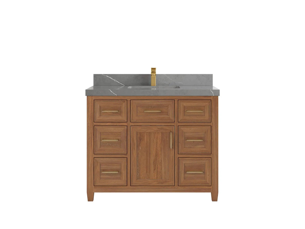 Santa Monica Teak Wood 42 in. W x 22 in. D Single Sink Bathroom Vanity