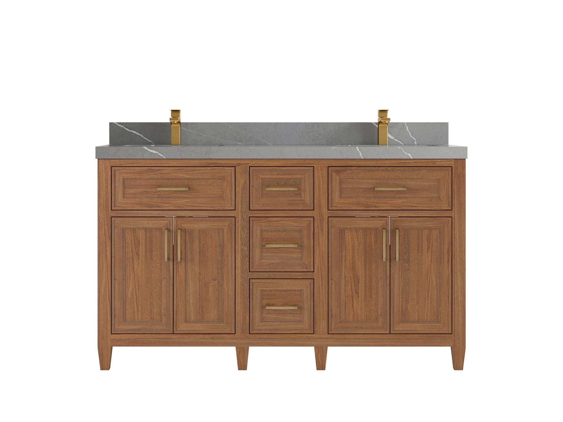 Santa Monica Teak Wood 60 in. W x 22 in. D Double Sink Bathroom Vanity