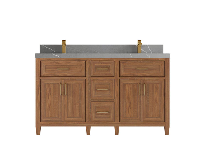 Santa Monica Teak Wood 60 in. W x 22 in. D Double Sink Bathroom Vanity - photo 23