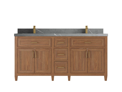 Santa Monica Teak Wood 72 in. W x 22 in. D Double Sink Bathroom Vanity
