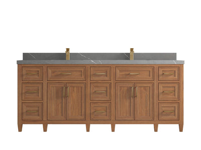 Santa Monica Teak Wood 84 in. W x 22 in. D Double Sink Bathroom Vanity