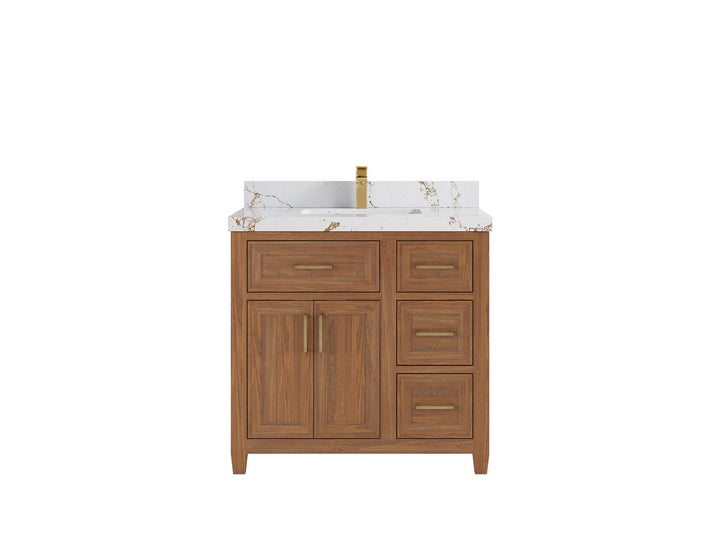 Santa Monica Teak Wood 36 in. W x 22 in. D Single Sink Bathroom Vanity - photo 9